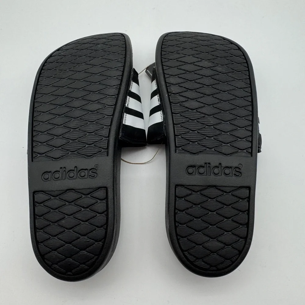 Adidas Adilette Comfort‎ Slides Black White Sandals Men's Size 10 New